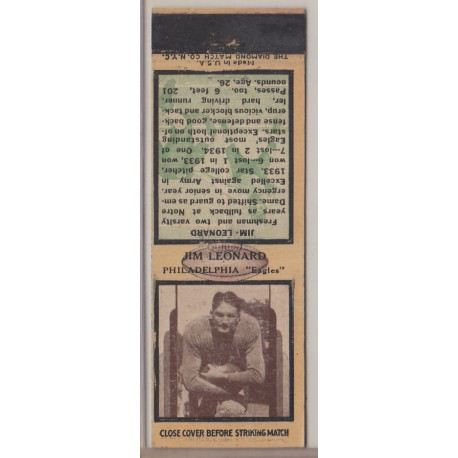 1936 Diamond Matchbook - Jim Leonard