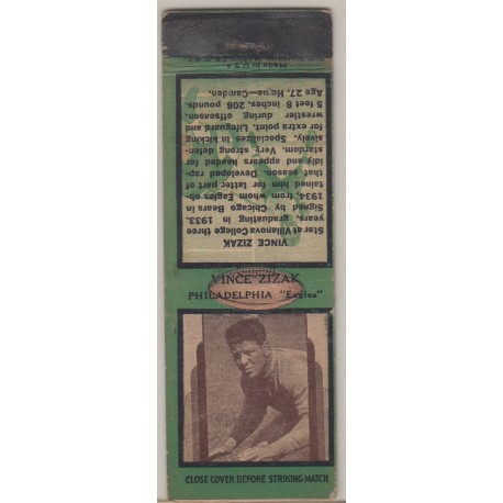 1936 Diamond Matchbook - Vince Zizak