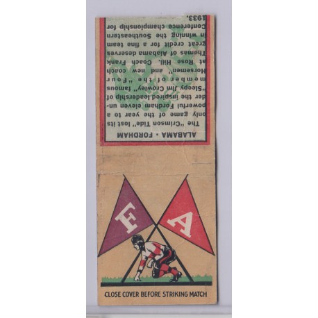 1934 Diamond Matchbooks College Rivals- Fordham vs. Alabama